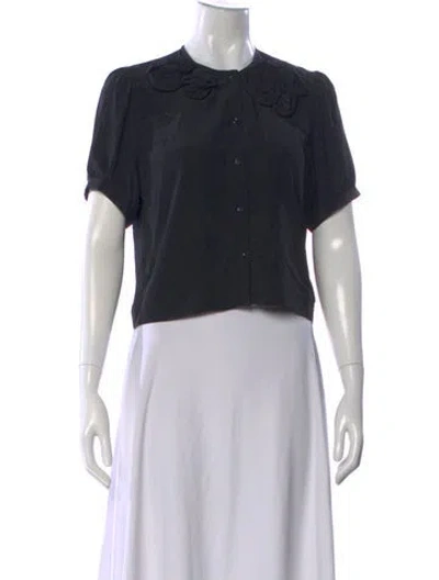 Pre-owned Simone Rocha Crew Neck Short Sleeve Blouse In Black
