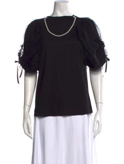 Pre-owned Simone Rocha Crew Neck Short Sleeve Blouse In Black