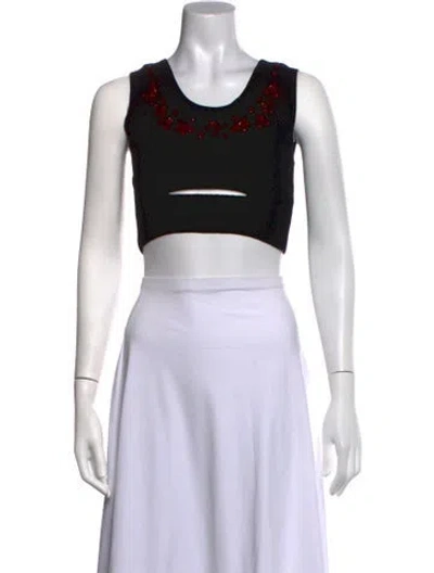 Pre-owned Simone Rocha Crew Neck Sleeveless Crop Top In Black/white