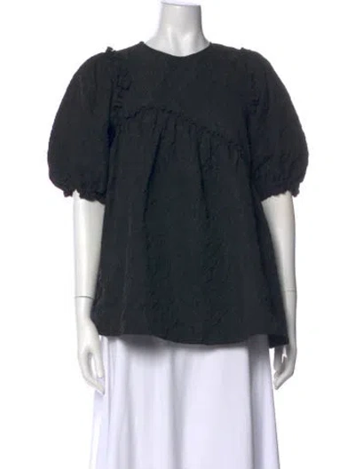 Pre-owned Simone Rocha Crew Neck Three-quarter Sleeve Blouse In Black