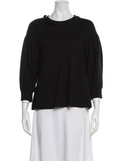 Pre-owned Simone Rocha Crew Neck Three-quarter Sleeve Top In Black
