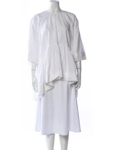 Pre-owned Simone Rocha Crew Neck Three-quarter Sleeve Tunic In White