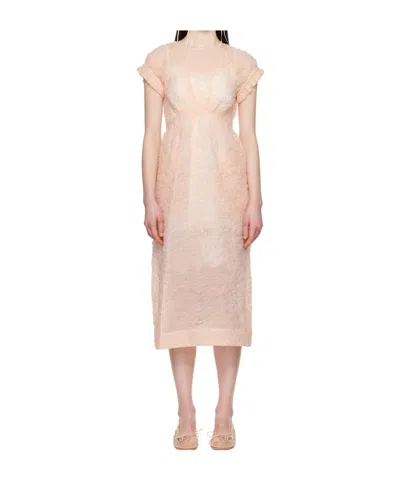 Simone Rocha Crinkled-finish Midi Dress In Gold
