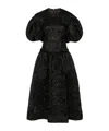 Simone Rocha Black Elasticated Gathered Sleeve Tulip Midi Dress In Black