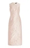 Simone Rocha Floral Brocade Sleeveless Dart Midi Dress In Pink