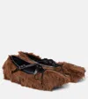 Simone Rocha Criss Cross Faux Fur Ballet Flats In Brown