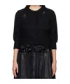 Simone Rocha Cropped Button-down Cardigan In Black