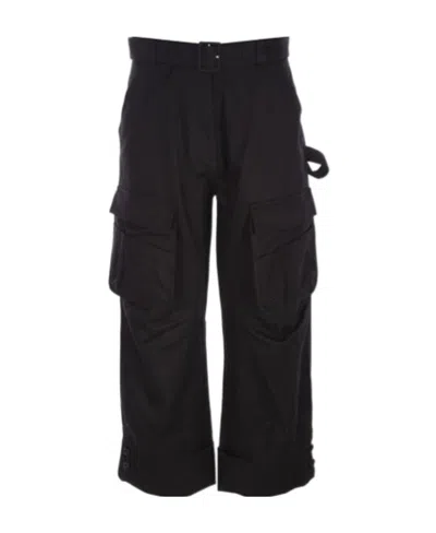 Simone Rocha Cropped Cargo Trousers In Black