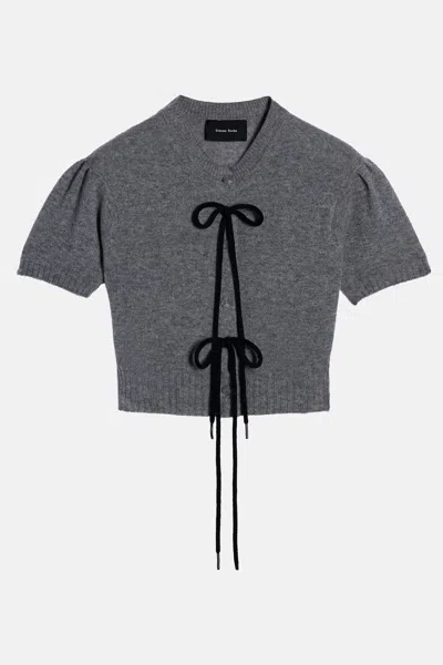 Simone Rocha Cropped Cashmere Cardigan In Gray