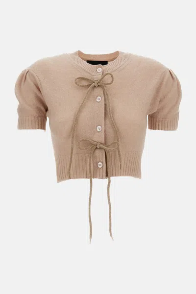 Simone Rocha Cropped Cashmere Cardigan In Pink