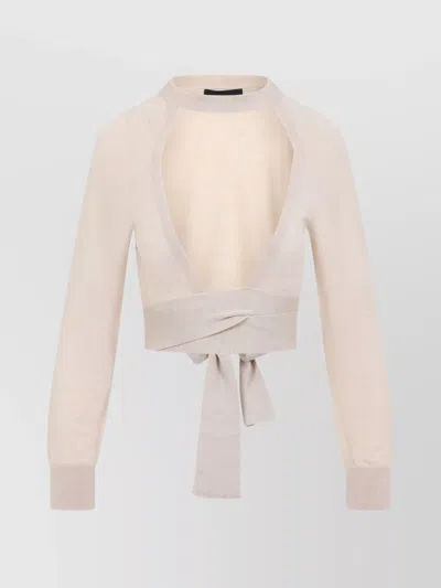 Simone Rocha Cropped Jumper Featuring Cut-out Window In Beige