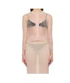 Simone Rocha Cropped Long Sleeve Cardigan In Pink