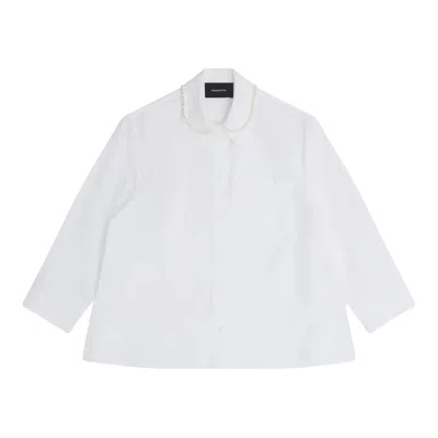 Simone Rocha Cropped Masculine Shirt In White