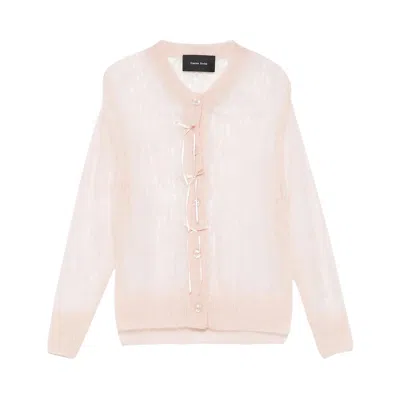 Pre-owned Simone Rocha Cropped Mohair Bow Ribbon Cardigan 'pink/powder Pink' | Women's Size Xs