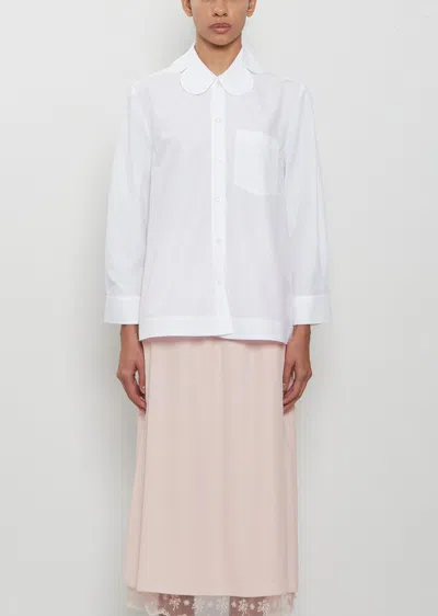 Simone Rocha Cropped Petal Collar Masculine Shirt In White