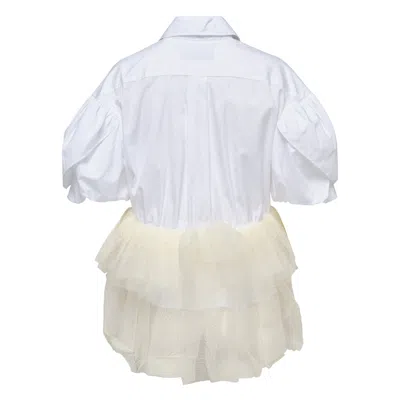 Simone Rocha Cropped Petal Sleeve Ballet Top In White