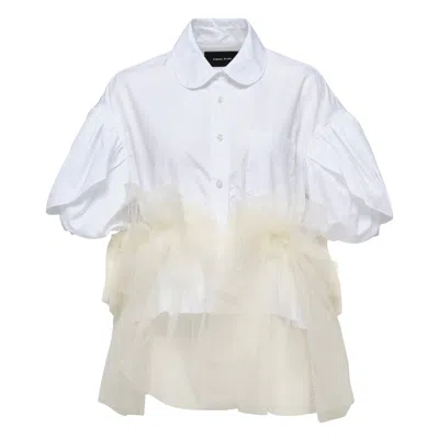 Simone Rocha Cropped Petal Sleeve Ballet Top In White