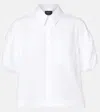 Simone Rocha Cropped Puff-sleeve Cotton Poplin Shirt In White