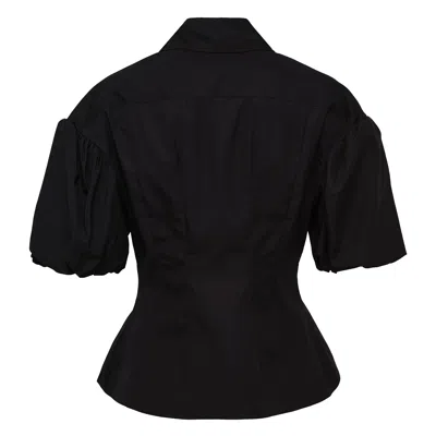 Simone Rocha Cropped Puff Sleeve Shirt In Black