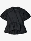 Simone Rocha Cropped Sailor Puff Shirt In Black