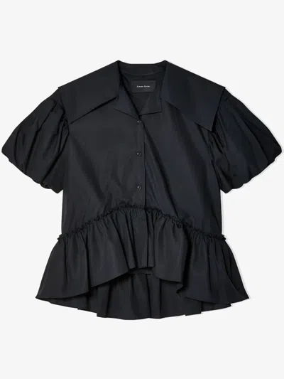 Simone Rocha Cropped Sailor Puff Shirt In Black