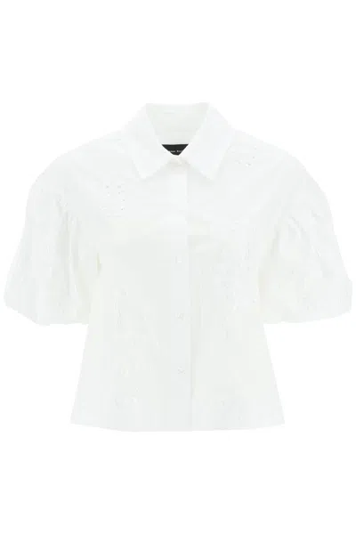 Simone Rocha Cropped Shirt With Embrodered Trim Women In White