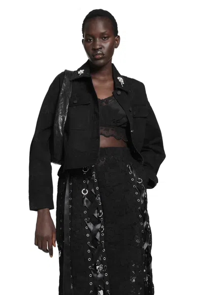 Simone Rocha Cropped Utility Workwear Jacket In Black