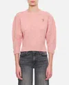 Simone Rocha Cropped Alpaca And Wool-blend Sweater In Rose