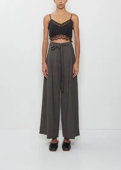 Simone Rocha Cropped Wide Leg Slash Trousers In Brown