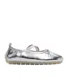 Simone Rocha Cross-strap Bow Ballet Flats In Metallic