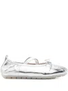 Simone Rocha Cross-strap Bow Ballet Flats In Silver