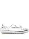 Simone Rocha Cross-strap Bow Ballet Flats In Silver