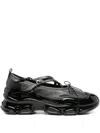 Simone Rocha Cross-strap Patent-toe Sneakerinas In Black