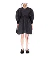 Simone Rocha Crushed-cloqué Puff-sleeves Dress In Black