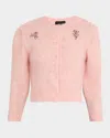 Simone Rocha Pink Cropped Alpaca Knit Cardigan In Rose Lt Rose