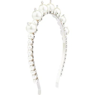 Simone Rocha Crystal & Imitation Pearl Tiara Headband In White
