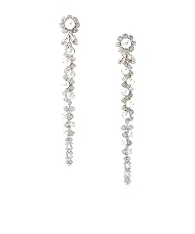 Simone Rocha Drip Silver-tone Crystal And Faux-pearl Earrings In Metallic
