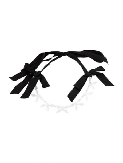 Pre-owned Simone Rocha Crystal & Ribbon Bow Collar Necklace, 70" In Multi
