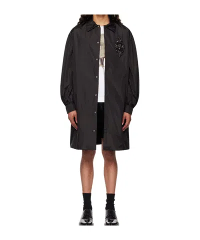 Simone Rocha Crystal-appliqué Midi Coat In Black
