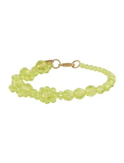 Pre-owned Simone Rocha Crystal Bead Bracelet, 7.25" In Green