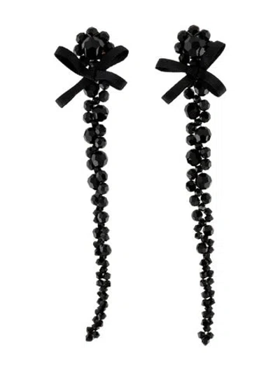 Pre-owned Simone Rocha Crystal Bead Petite Drop Drip Earrings In Black