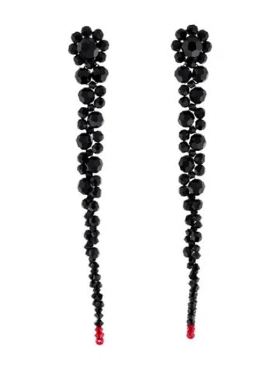 Pre-owned Simone Rocha Crystal Beaded 'drip' Linear Long Drop Earrings In Multi