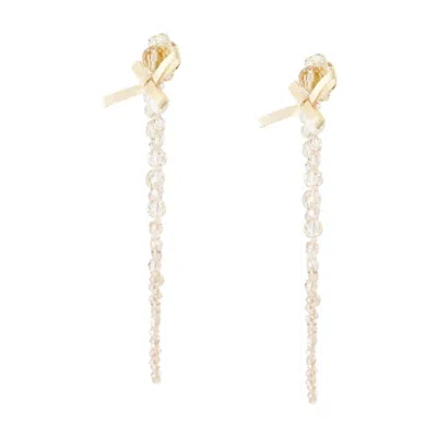 Simone Rocha Crystal Bow Drip Earrings In Neutral