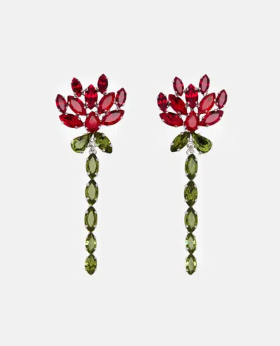 Simone Rocha Crystal Carnation Drip Earrings In Red