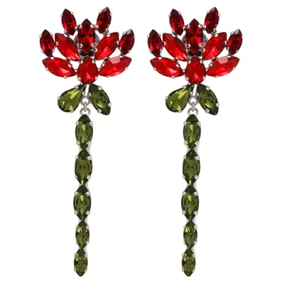 Simone Rocha Crystal Carnation Drip Earrings In White