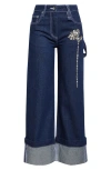 Simone Rocha Straight Jeans Mit Kristallen In Indigo/clear