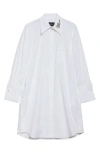 Simone Rocha Crystal Carnation Long Cotton Poplin Button-up Shirt