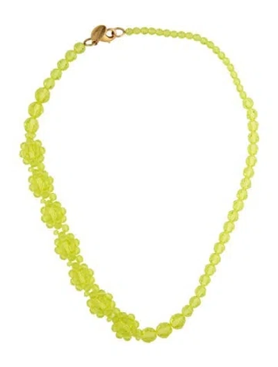 Pre-owned Simone Rocha Crystal Daisy Bead Strand Necklace, 16.5" In Green
