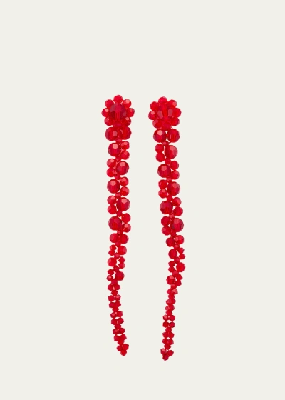 Simone Rocha Crystal Drip Earrings In Red