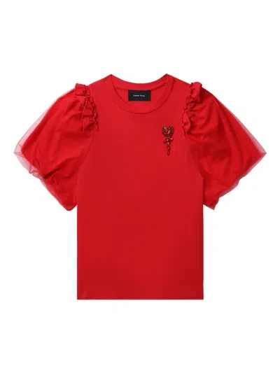 Simone Rocha Crystal-embellished Blouse In 红色